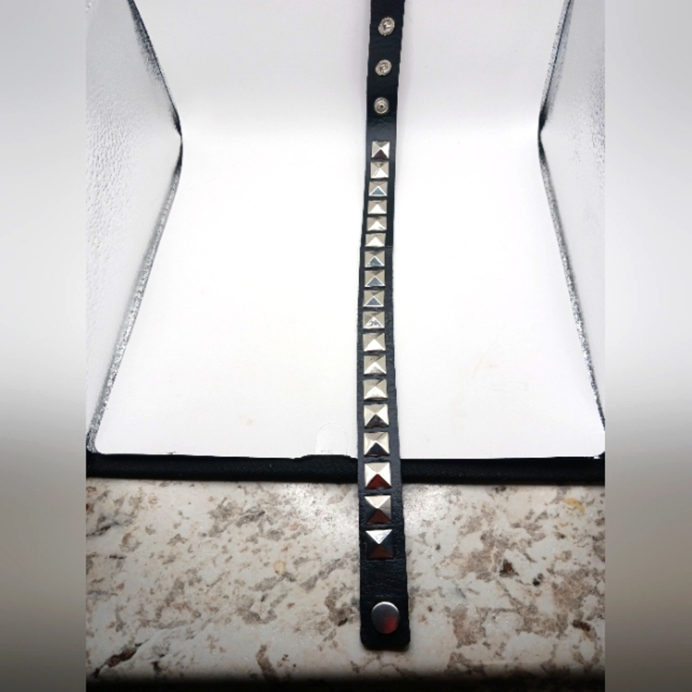 Goth Studded Necklace-Choker vegan Leather-Black